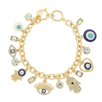 EVIL EYE THEME CHARM TOGGLE BRACELET