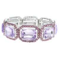 CRYSTAL RHINESTONE OCTAGON CUT HALO STRETCH BANGLE BRACELET
