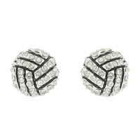 RHINESTONE VOLLEYBALL STUD EARRINGS