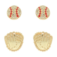 2-PR AMERICA'S PASTIME THEME EARRING SET