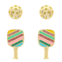 2-PR GAMEDAY PICKLEBALL THEME EARRING SET