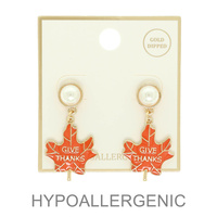 FALL THEME GIVE THANKS MAPLE LEAF EARRINGS