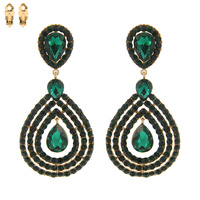 2-TIER OPEN TEARDROP DANGLE AND DROP CLIP ON EARRINGS