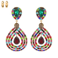 2-TIER OPEN TEARDROP DANGLE AND DROP CLIP ON EARRINGS