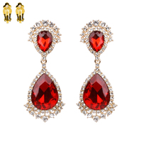TEARDROP CRYSTAL HALO CLIP ON EARRINGS