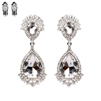 TEARDROP CRYSTAL HALO CLIP ON EARRINGS