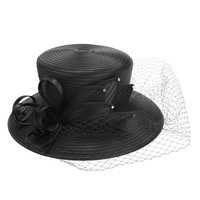 RHINESTONE BOW NETTED PAPER BRAID HAT