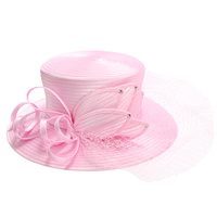 RHINESTONE BOW NETTED PAPER BRAID HAT