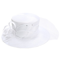 RHINESTONE BOW NETTED PAPER BRAID HAT