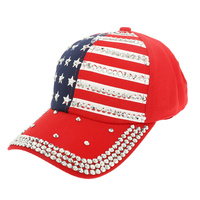 U.S.A FLAG RHINESTONE STUDDED BASEBALL CAP