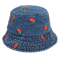 STRAWBERRY DENIM BUCKET HAT