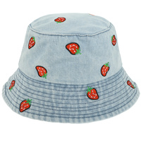STRAWBERRY DENIM BUCKET HAT