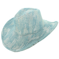 WESTERN SEQUIN DENIM COWBOY HAT