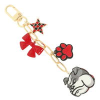 GAME DAY BULLDOG BAG CHARM KEYCHAIN