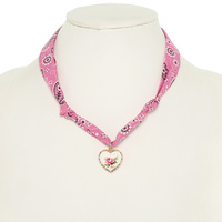 FLORAL PORCELAIN HEART SCARF NECKLACE