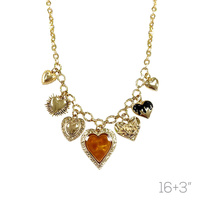 MULTI HEART CHARM NECKLACE