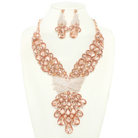 TEARDROPS CRYSTAL CLUSTER BIB NECKLACE SET