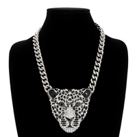 LEOPARD HEAD RHINESTONE NECKLACE