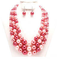 MULTI-STRAND PEARL BEAD NECKLACE SET
