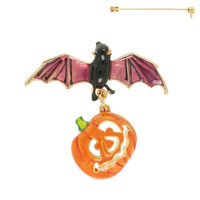 HALLOWEEN BAT PUMPKIN BROOCH PIN