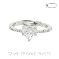 GOLD PLATED CUBIC ZIRCONIA HEART ADJUSTABLE RING